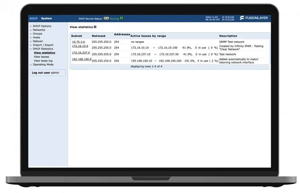 Imageye imgi 6 DHCP View Statistics